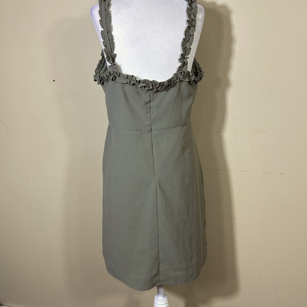 C'isa Cement Ruffled Strap Women's Summer Dress lined Size Large NWOT - Picture 4 of 8